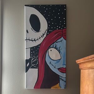 Hand painted Jack and Sally Canvas Art